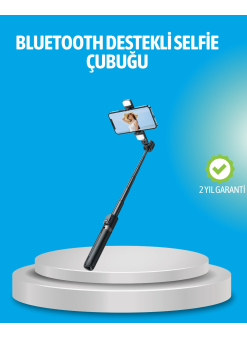 Bluetooth Işıklı Uzaktan Kumandalı Selfie Çubuğu – 130 Cm Yükseklik