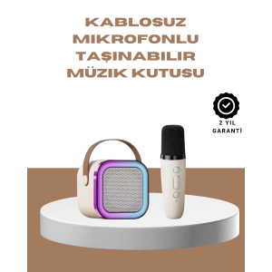 Bluetooth Karaoke Mikrofon Ve Hoparlör Seti Taşınabilir