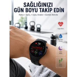 Bluetooth Konuşma Özellikli Akıllı Saat Amoled Ekran, Sağlık Takibi Ve 3 Farklı Kordon