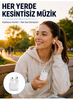 Bluetooth Kulaklık Beyaz Çağrı Cevaplama Dokunmatik Kontrol Kablosuz Yeni Nesil