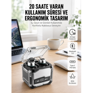Bluetooth Kulaklık Dokunmatik Kontrol Tws Kablosuz Kulaklık Hi-fi Stereo