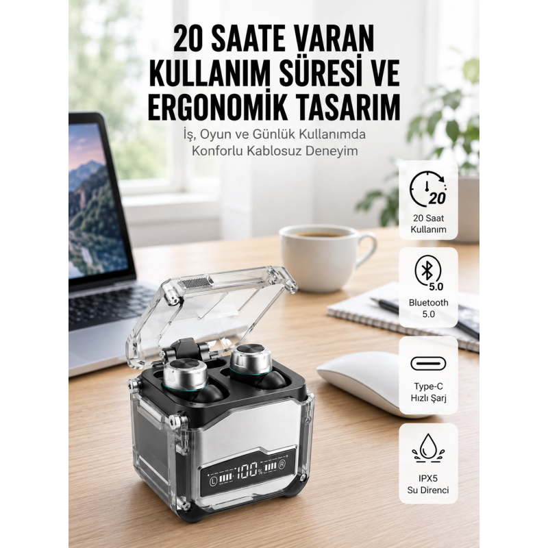 Bluetooth Kulaklık Dokunmatik Kontrol Tws Kablosuz Kulaklık Hi-fi Stereo Bluetooth Kulaklık Dokunmatik Kontrol Tws Kablosuz Kulaklık Hi-fi Stereo