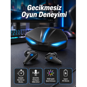 Bluetooth Kulaklık  Kulaklığı Rgb Işıklı Oyunlarda Düşük Gecikme