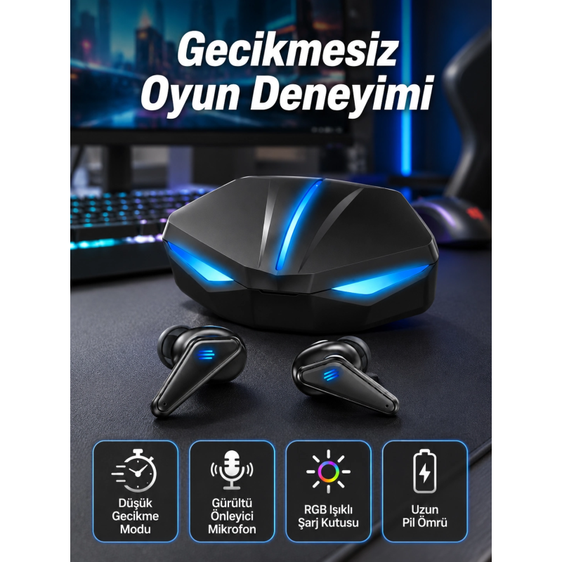 Bluetooth Kulaklık Kulaklığı Rgb Işıklı Oyunlarda Düşük Gecikme Bluetooth Kulaklık Kulaklığı Rgb Işıklı Oyunlarda Düşük Gecikme