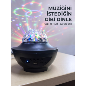 Bluetooth Müzikli Disko Işığı Rgb Parti Projektörü Dahili Hoparlör Usb Micro Sd Destekli