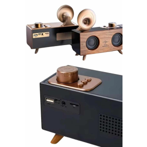 Bluetooth Nostalji Speaker Radyo Gramofon Ahşap Renk Vintage