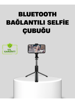 Bluetooth Selfie Çubuğu – 360° Dönebilen Başlık, Kablosuz Bağlantı