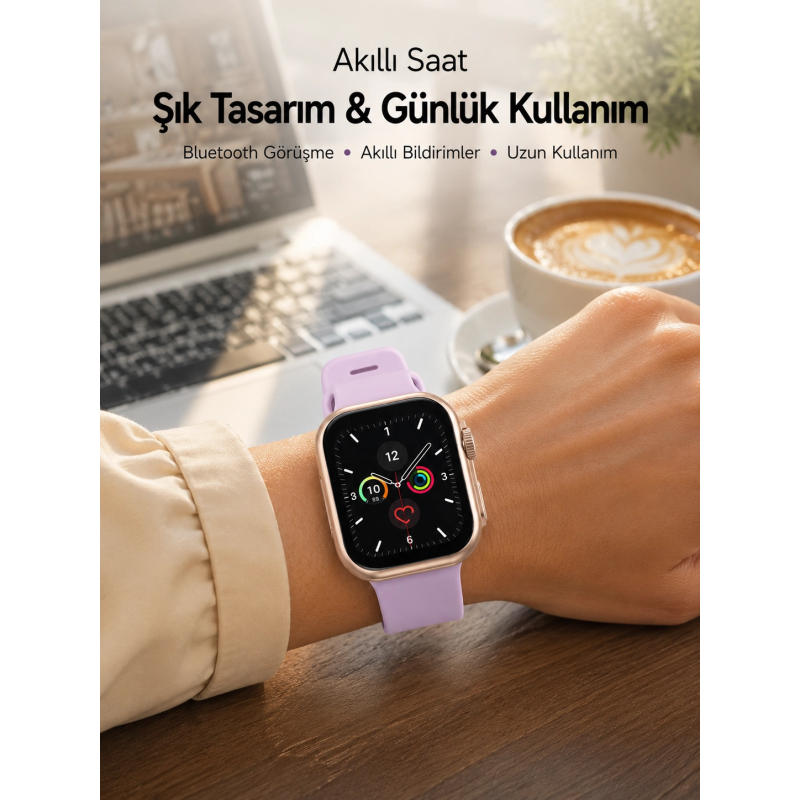 Bluetooth Telefon Görüşmesi, Nabız Ölçümü Ve Uyku Takibi Özellikli Akıllı Saat Bluetooth Telefon Görüşmesi, Nabız Ölçümü Ve Uyku Takibi Özellikli Akıllı Saat