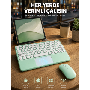 Bluetooth Touchpad Klavye Ultra İnce Taşınabilir Q Klavye Yeni Nesil