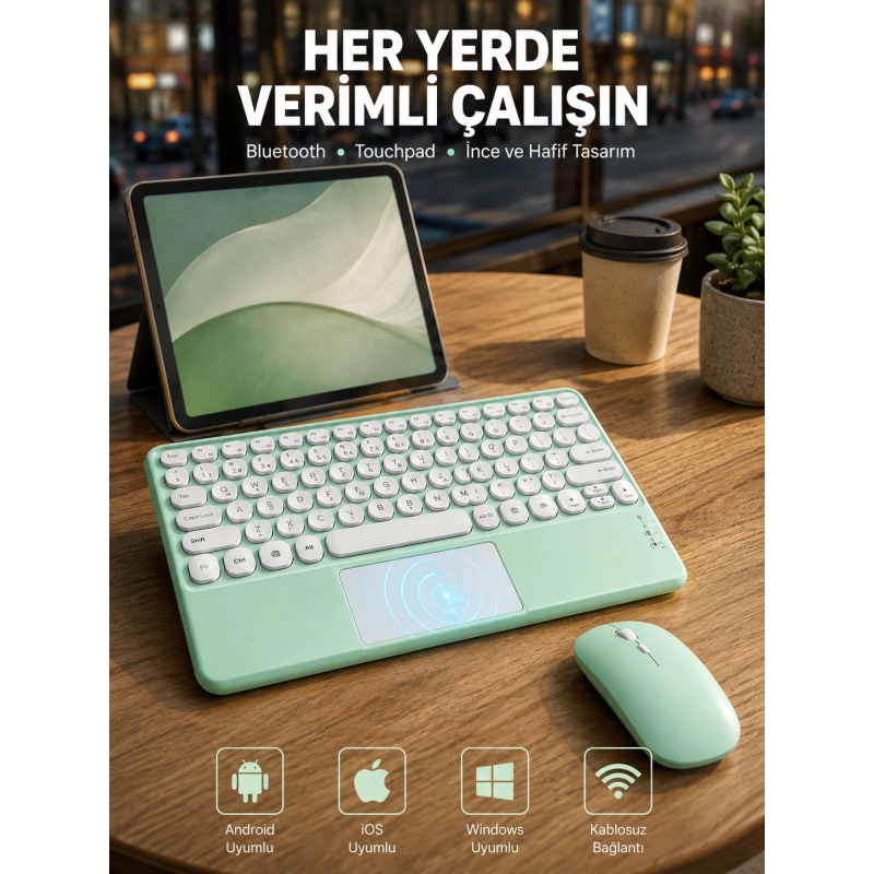 Bluetooth Touchpad Klavye Ultra İnce Taşınabilir Q Klavye Yeni Nesil Bluetooth Touchpad Klavye Ultra İnce Taşınabilir Q Klavye Yeni Nesil