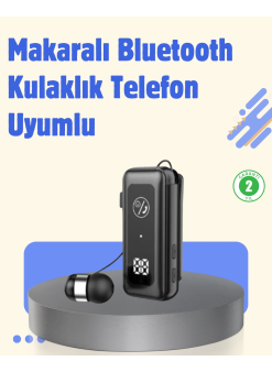 Bluetooth 5.2 Kablolu Makaralı Kulaklık | Dijital Ekran Ve Titreşimli Bildirim