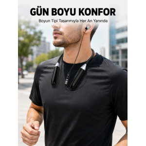 Boyun Tipi Bluetooth Kulaklık Kablosuz Mikrofonlu Uzun Kullanım Süreli Müzik Ve Telefon Görüşme Kulaklığı