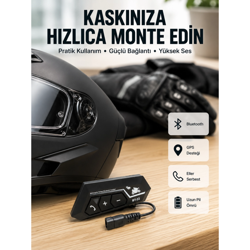 Bt22 Kask Bluetooth Kulaklık Su Geçirmez Motosiklet İletişim Sistemi Yeni Nesil Bt22 Kask Bluetooth Kulaklık Su Geçirmez Motosiklet İletişim Sistemi Yeni Nesil