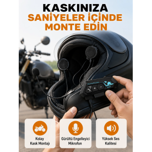 Bt22 Kask İçi Bluetooth Kulaklık Hızlı Eşleşme Ve Gürültü Önleyici Mikrofon Yeni Nesil