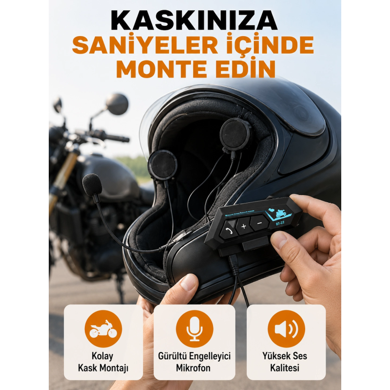Bt22 Kask İçi Bluetooth Kulaklık Hızlı Eşleşme Ve Gürültü Önleyici Mikrofon Yeni Nesil Bt22 Kask İçi Bluetooth Kulaklık Hızlı Eşleşme Ve Gürültü Önleyici Mikrofon Yeni Nesil