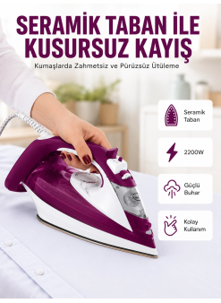 Buharlı Kablolu Ütü 2200 Watt Kireçlenme Önleyici Şok Buharlı Yeni Nesil