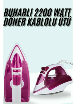 Buharlı Ütü 2200 Watt Seramik Tabanlı Taşınabilir Kablolu Ütü
