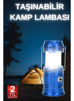 Büyük Boy Güneş Enerjili Kamp Feneri Işıldak Lamba Usb Şarjlı