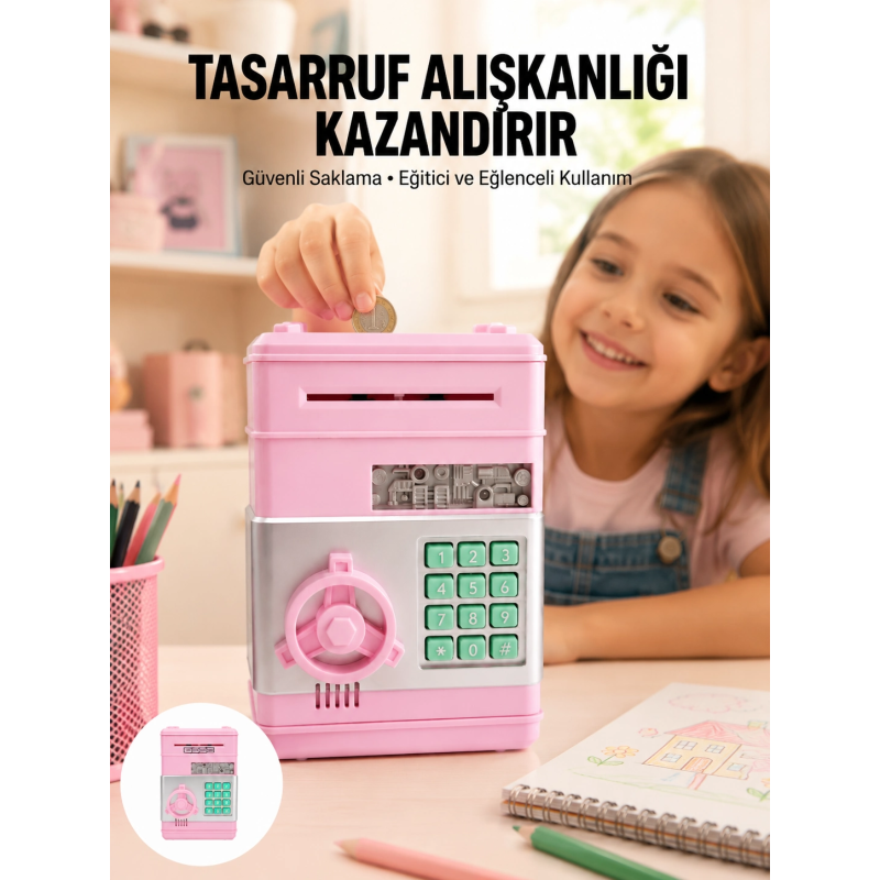 Büyük Hazneli Şifreli Para Tasarruf Kumbarası Büyük Hazneli Şifreli Para Tasarruf Kumbarası