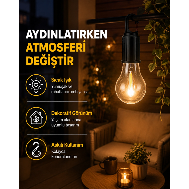 C Tipi Şarjlı Asılabilir Kamp Feneri C Tipi Şarjlı Asılabilir Kamp Feneri