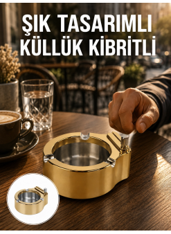 Çakmak Entegreli Küllük Yeniden Doldurulabilir Metal Gövde Yeni Nesil
