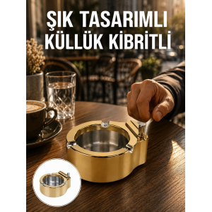 Çakmak Entegreli Küllük Yeniden Doldurulabilir Metal Gövde Yeni Nesil