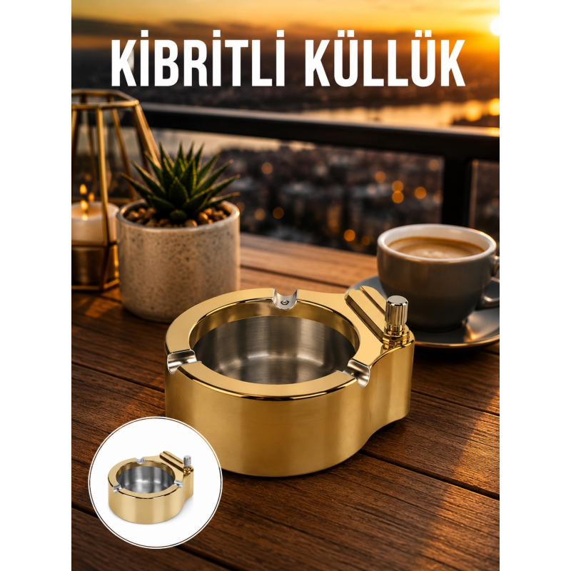 Çakmaklı Küllük Paslanmaz Metal Dayanıklı Tasarım Yeni Nesil Çakmaklı Küllük Paslanmaz Metal Dayanıklı Tasarım Yeni Nesil