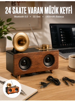 Çalar Radyo Müzik Kutusu Nostaljik Hoparlör Speaker