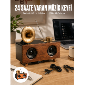 Çalar Radyo Müzik Kutusu Nostaljik Hoparlör Speaker