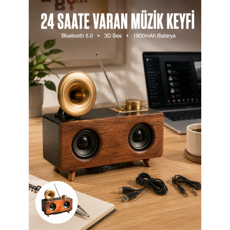 Çalar Radyo Müzik Kutusu Nostaljik Hoparlör Speaker Çalar Radyo Müzik Kutusu Nostaljik Hoparlör Speaker