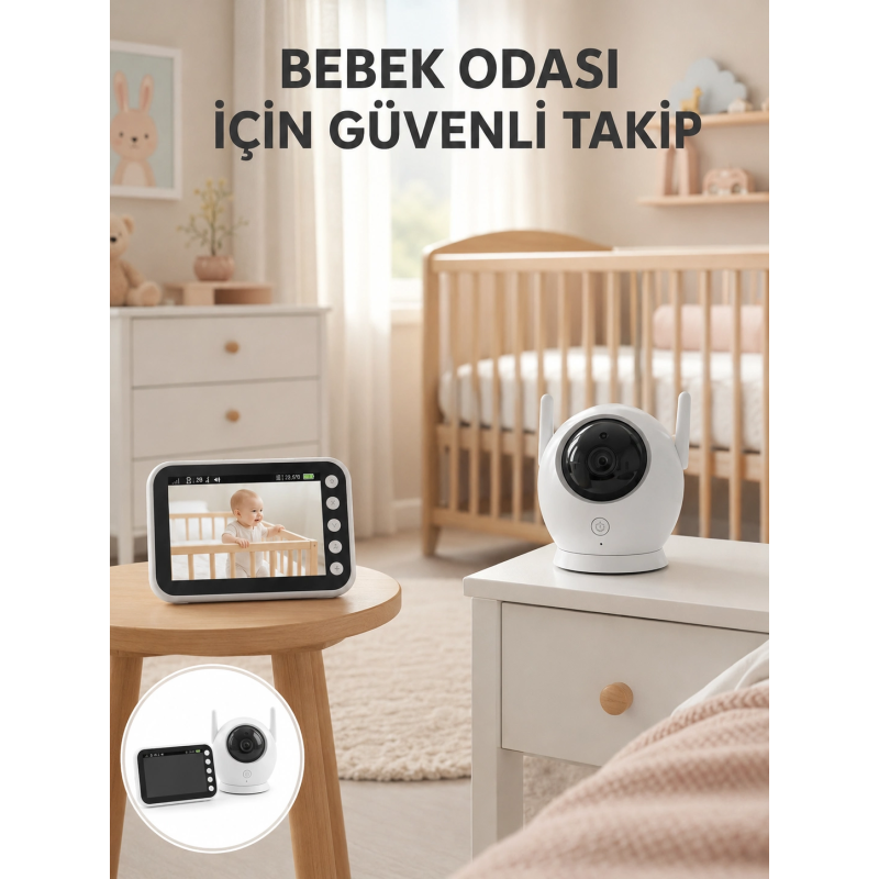 Canlı İzleme Özellikli Ortam Dinlemeli Bebek Monitörü Yeni Nesil Canlı İzleme Özellikli Ortam Dinlemeli Bebek Monitörü Yeni Nesil