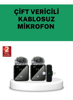 Canlı Yayın Ve Video Çekimleri İçin Çiftli Kablosuz Yaka Mikrofon