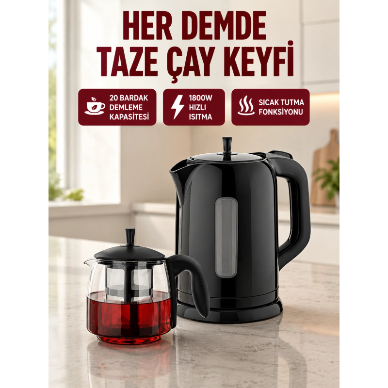 Çaycı Cam Demlikli 1800w Güçlü Ve Sıcak Tutmalı Elektrikli Çay Makinesi Çaycı Cam Demlikli 1800w Güçlü Ve Sıcak Tutmalı Elektrikli Çay Makinesi