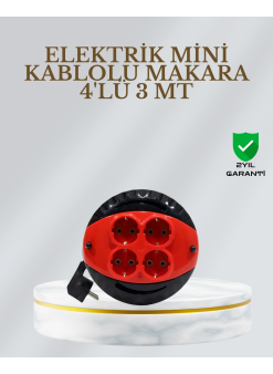 Ce Belgeli 3 Metre 4’lü Kablolu Priz Makara