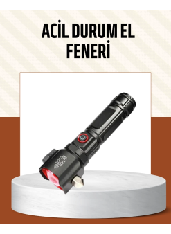 Çekiçli Pusulalı Acil Durum Feneri Usb Şarjlı Çok Fonksiyonlu