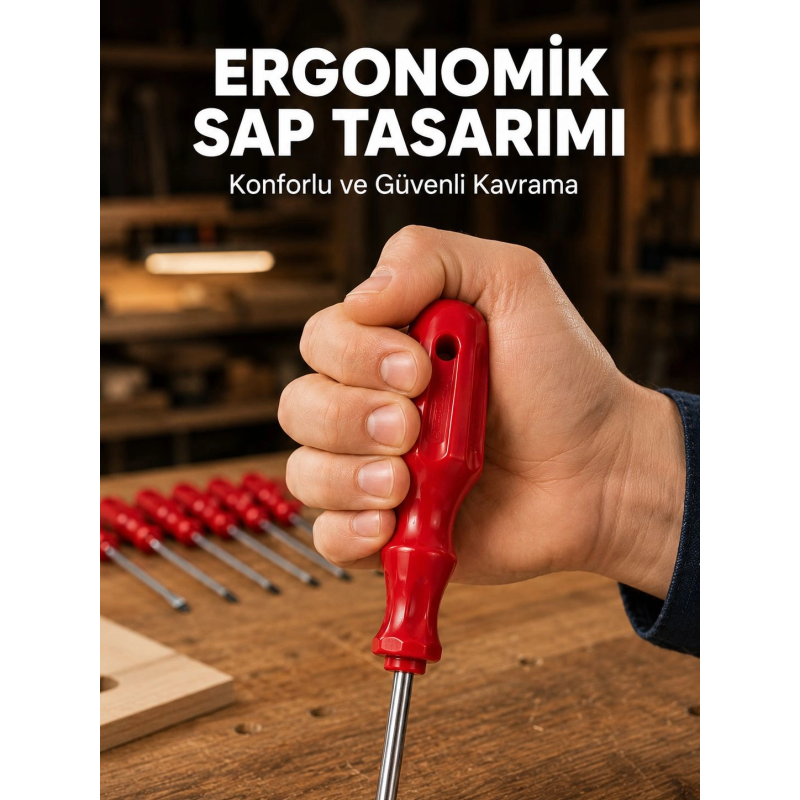 Çelik 7'li Tornavida Seti Ergonomik Sap Profesyonel Kullanım Çelik 7'li Tornavida Seti Ergonomik Sap Profesyonel Kullanım