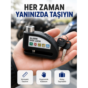 Çelik Gövdeli Alarm Disk Kilidi Motosiklet Ve Bisiklet İçin Güvenlik Yeni Nesil