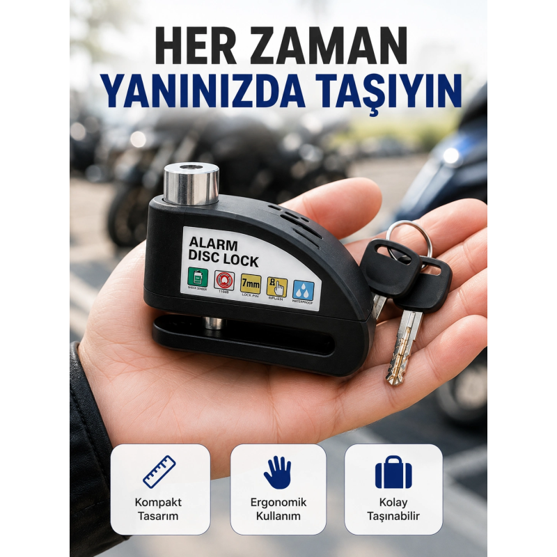 Çelik Gövdeli Alarm Disk Kilidi Motosiklet Ve Bisiklet İçin Güvenlik Yeni Nesil Çelik Gövdeli Alarm Disk Kilidi Motosiklet Ve Bisiklet İçin Güvenlik Yeni Nesil