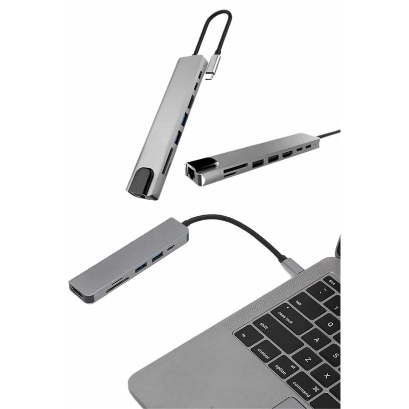 Çevirici Dönüştürücü Adaptör Macbook 3 In 1 Type-c To Hdmı Usb 3.0