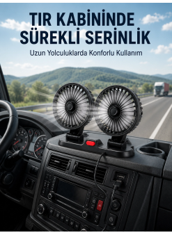 Çift Başlıklı Araç İçi Usb Vantilatör Soğutucu Fan