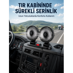 Çift Başlıklı Araç İçi Usb Vantilatör Soğutucu Fan