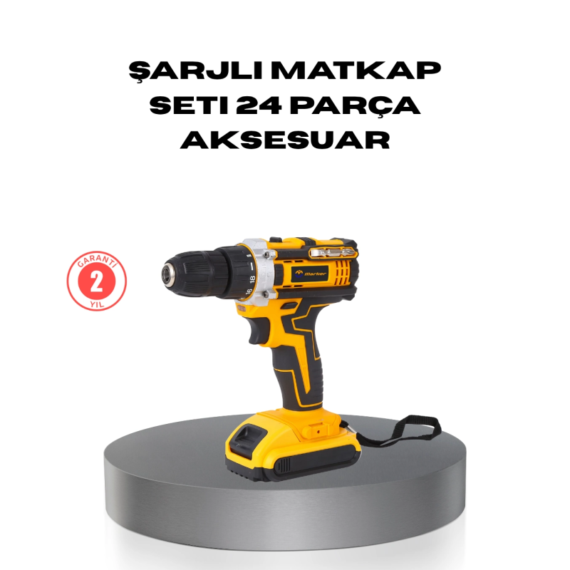 Çift Bataryalı Darbeli Şarjlı Matkap Seti – Metal Dişli, 24 Parça Aksesuar Ve Led Işıklı Çift Bataryalı Darbeli Şarjlı Matkap Seti – Metal Dişli, 24 Parça Aksesuar Ve Led Işıklı