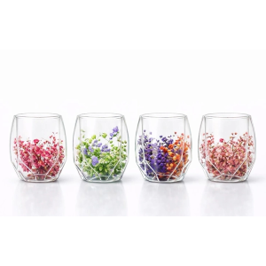 Çift Camlı Çiçekli Bardak Alk4471