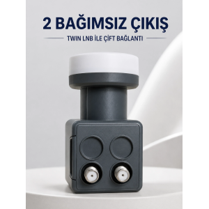 Çift Çıkışlı Twin Lnb 4k Ultra Hd Uyumlu Ku Band Uydu Anten Başlığı 0.1 Db