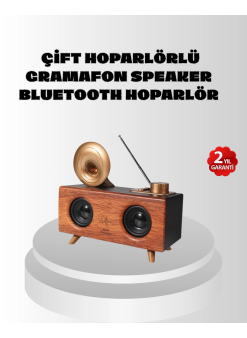 Çift Hoparlörlü Retro Bluetooth Speaker 1800mah Bataryalı Aux Usb Sd Kartlı