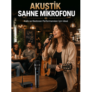 Çift Kablosuz El Mikrofonu Net Ses Kalitesi Ve Dijital Gösterge