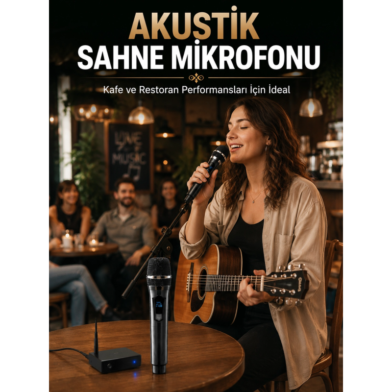 Çift Kablosuz El Mikrofonu Net Ses Kalitesi Ve Dijital Gösterge Çift Kablosuz El Mikrofonu Net Ses Kalitesi Ve Dijital Gösterge