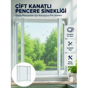 Çift Kanatlı Pencere Filesi Cırt Bantlı Sineklik Kolay Takılır