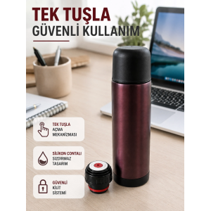 Çift Katmanlı Vakumlu Termos Ofis Araç Kamp İçin Paslanmaz Çelik Termos