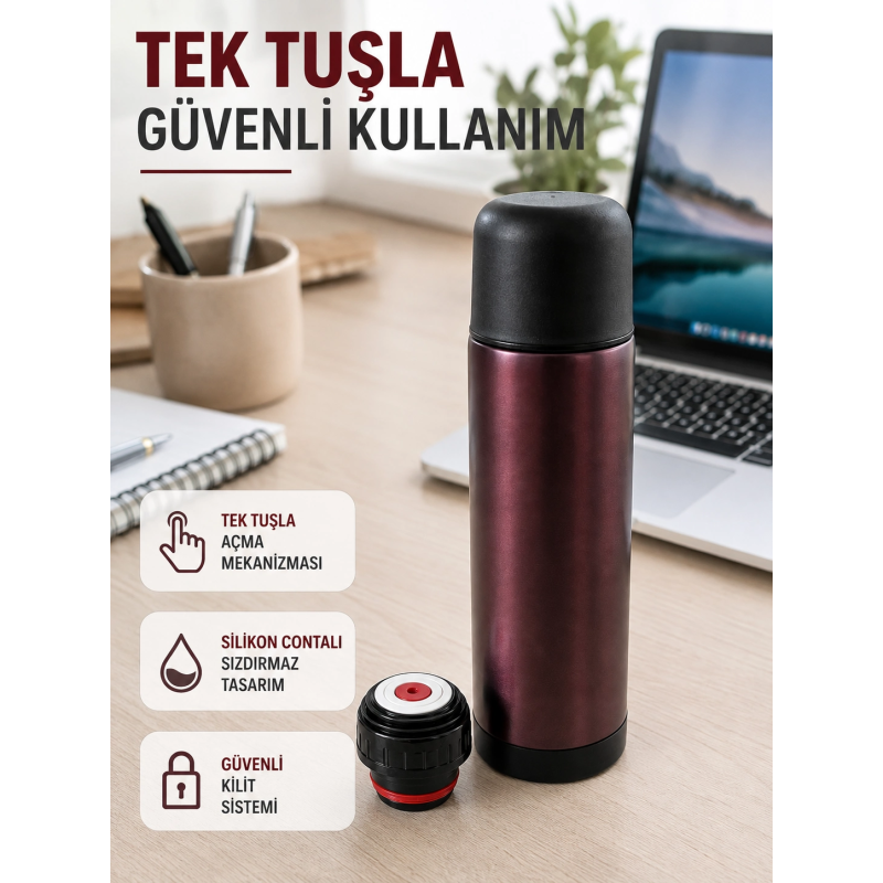 Çift Katmanlı Vakumlu Termos Ofis Araç Kamp İçin Paslanmaz Çelik Termos Çift Katmanlı Vakumlu Termos Ofis Araç Kamp İçin Paslanmaz Çelik Termos